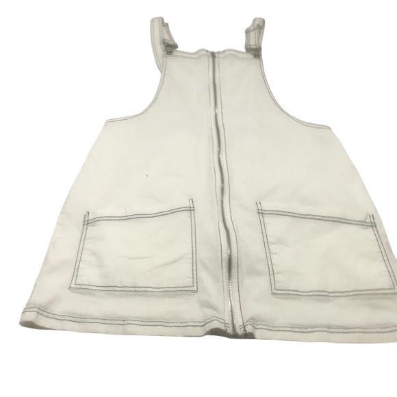 White Overall Pinafore Dress | Adjustable Straps | Denim Pinafore Jumper Dress - Picture 2 of 16